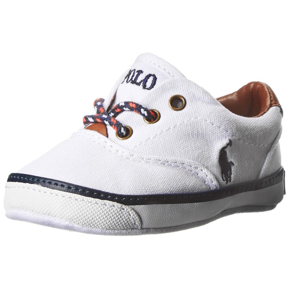 Ralph Lauren Layette Vaughn II Crib Shoe (Infant/Toddler), White, 3 M US Infant